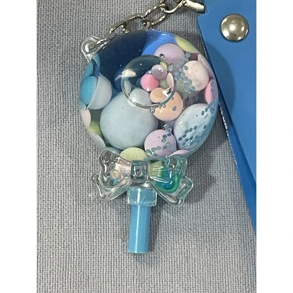 NEW Blue‎ Lollipop Candy Bag Tag Keychain Charm Mini Figure w/ Silicone Strap
